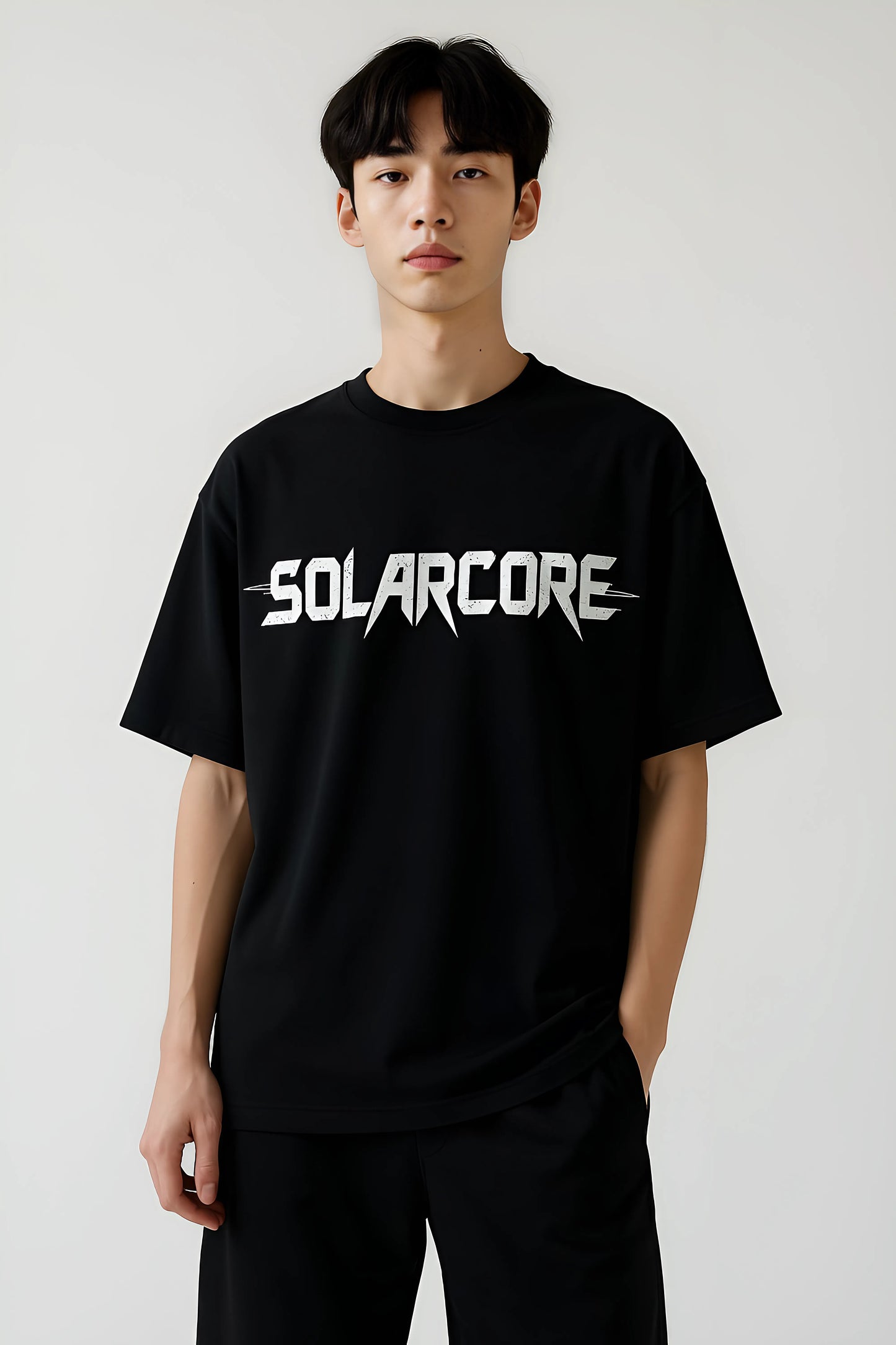 SOLARCORE Oversized Black T-Shirt – Unisex Streetwear Edition