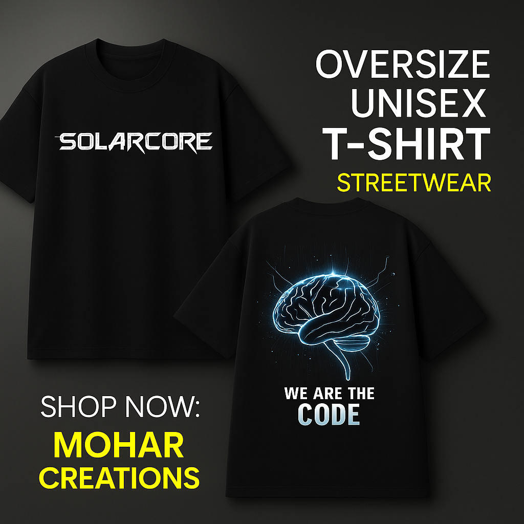 SOLARCORE Oversized Black T-Shirt – Unisex Streetwear Edition